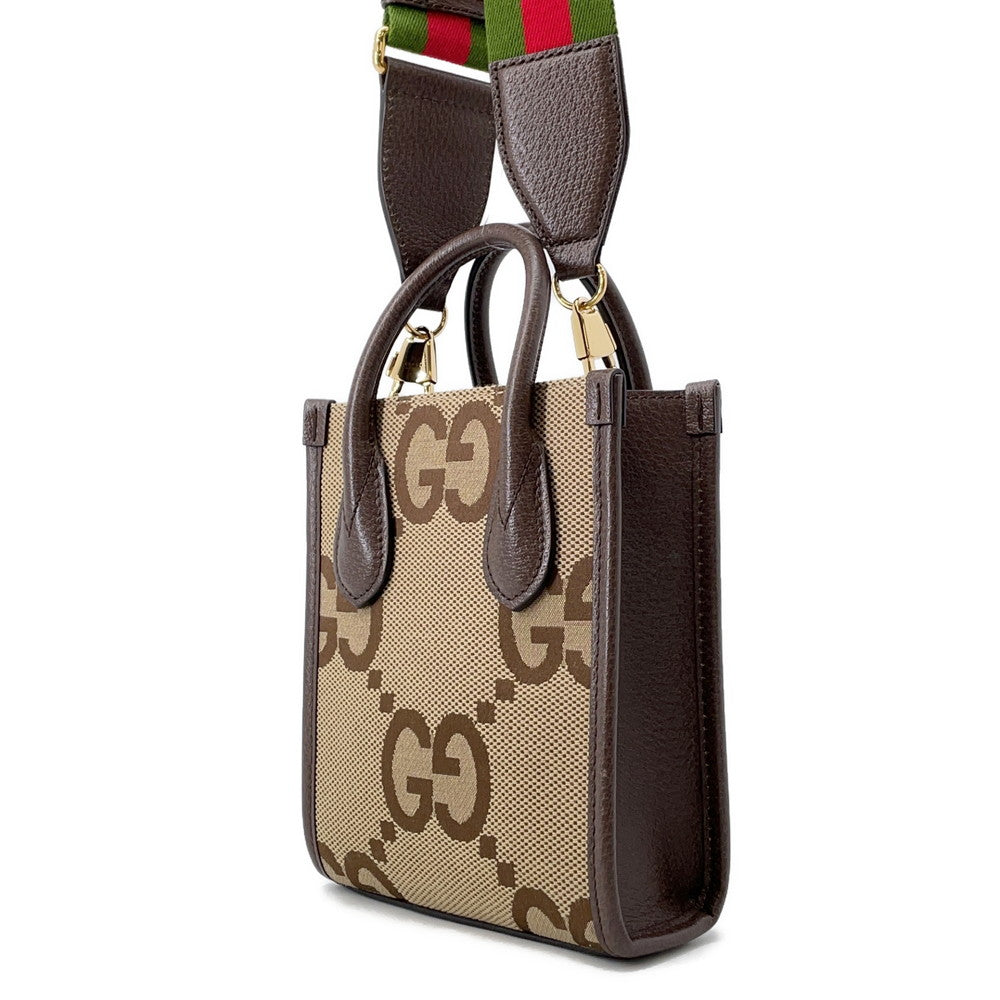 GUCCI Jumbo GG Shoulder Bag Brown/Beige699406 Canvas Leather Size Mini