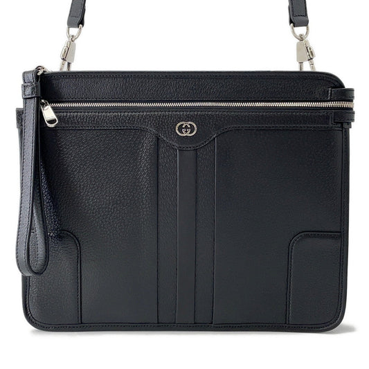 GUCCI Interlocking G Messenger Bag Black735111 Leather