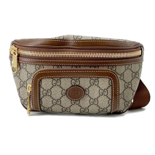 GUCCI ?Interlocking G belt bag Beige/Brown682933 GG Supreme Leather