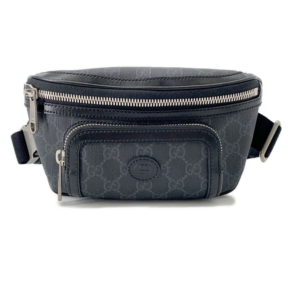 GUCCI ?Interlocking G belt bag Black682933 GG Supreme Leather