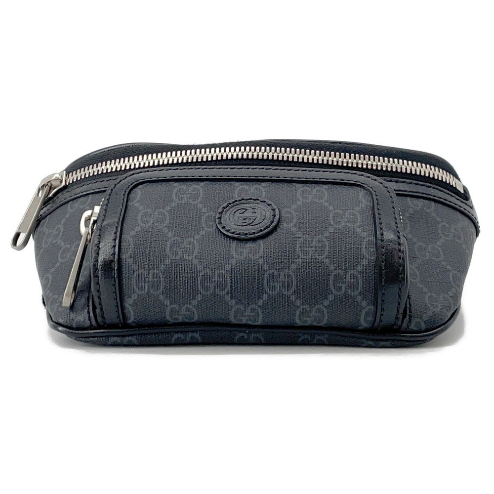 GUCCI ?Interlocking G belt bag Black682933 GG Supreme Leather