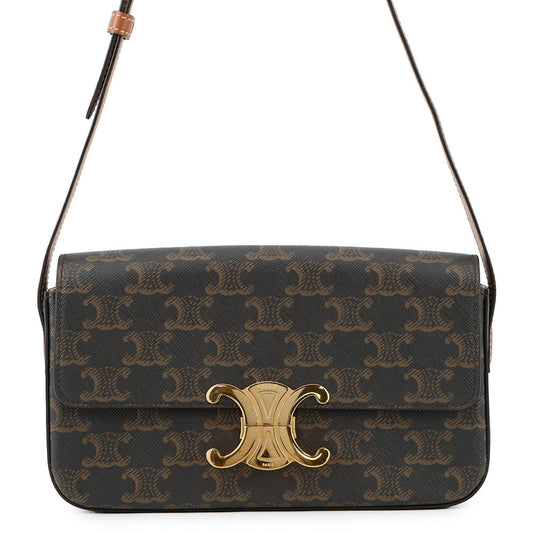 CELINE Triomphe Claude Shoulder Bag Tan194142 PVC Calf Leather