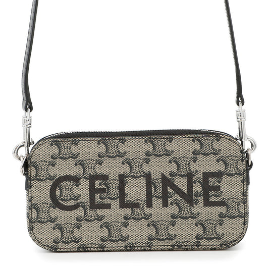 CELINE Logo Horizontal Pouch Black10L272GC6.02SI PVC Leather