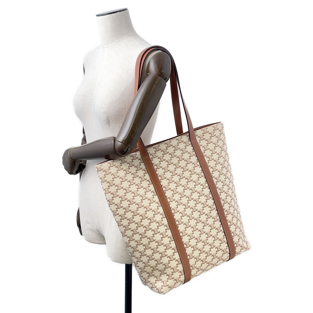 CELINE Triomphe Mum Bag Tote Bag Natural/Tan194542 Canvas Leather