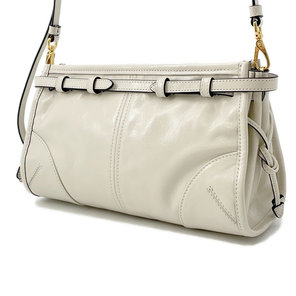 PRADA Bonnie Shoulder Bag White1BH215 Leather Size Small
