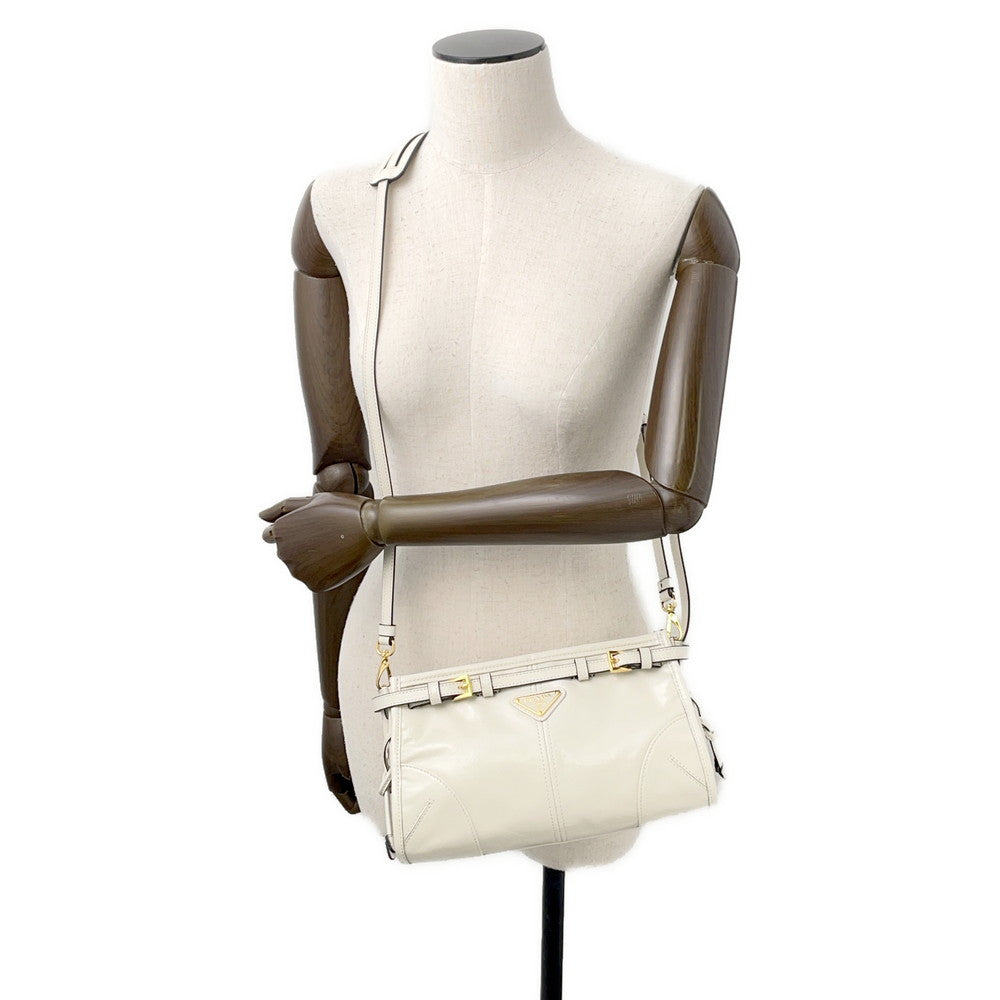 PRADA Bonnie Shoulder Bag White1BH215 Leather Size Small