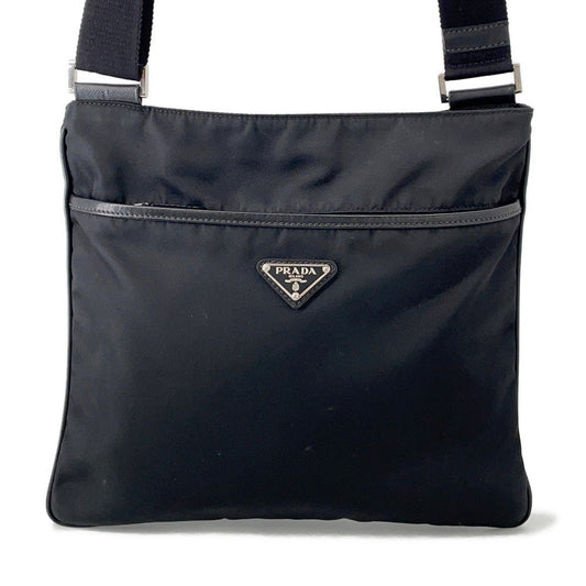 PRADA Shoulder Bag Black Nylon Leather