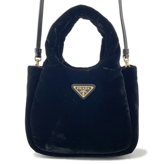 PRADA Padded 2-Way Handbag Black1BA359 Velvet Size Mini