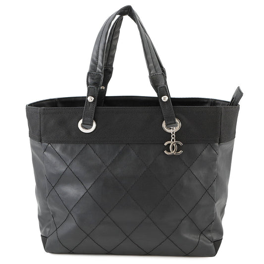 CHANEL Paris-Biarritz Tote Bag BlackA34209 Leather Canvas Size MM