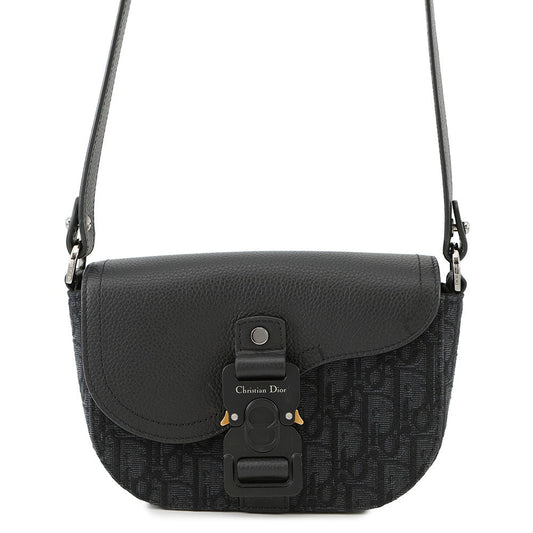 Dior ?Oblique Saddle Shoulder Black2ADCA435YKS Canvas Calf Leather Size Mini