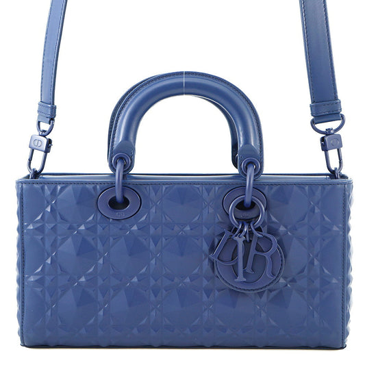 Dior ?Lady D Joy Cannage 2-Way Bag NavyM0540INEA Leather Size Medium