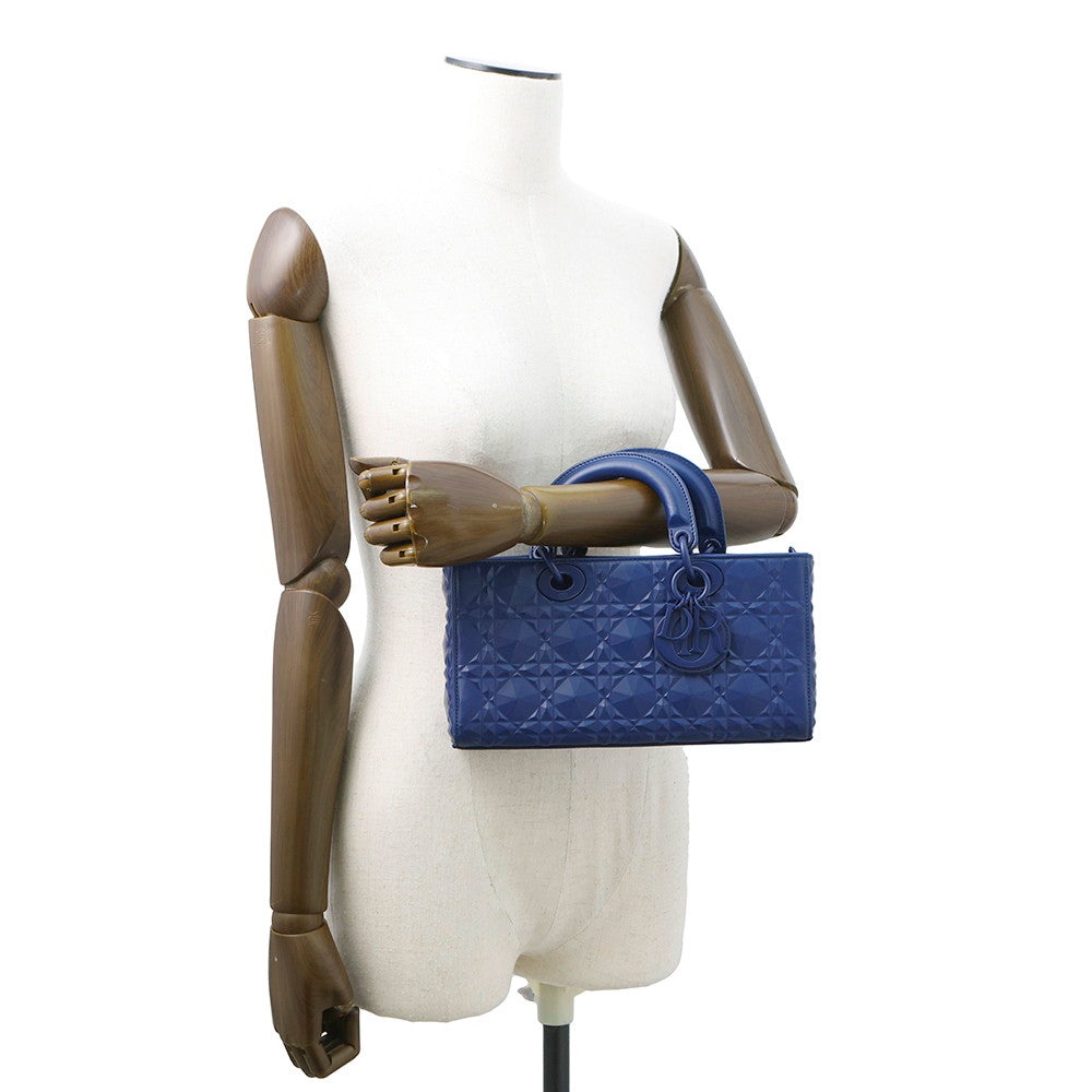 Dior ?Lady D Joy Cannage 2-Way Bag NavyM0540INEA Leather Size Medium