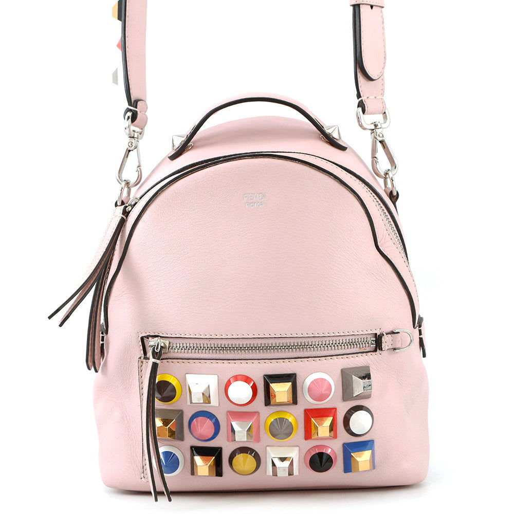 FENDI ?Bolsa Vitto Dolce Studded Shoulder Bag Pink8BT281 Leather