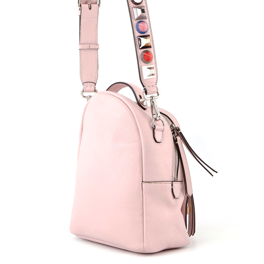 FENDI ?Bolsa Vitto Dolce Studded Shoulder Bag Pink8BT281 Leather