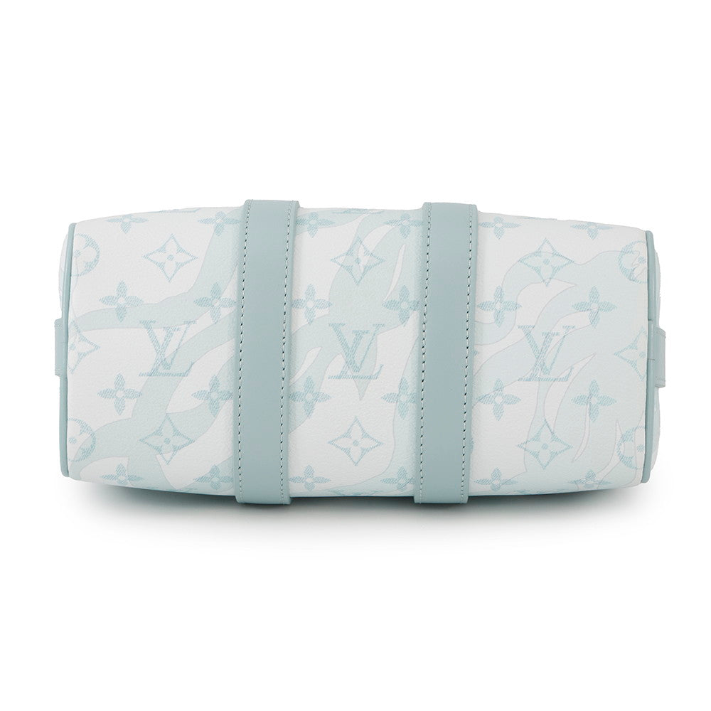  LOUIS VUITTON Keepall Bandouliere Light BlueM22527 Monogram Aqua Garden Size 25