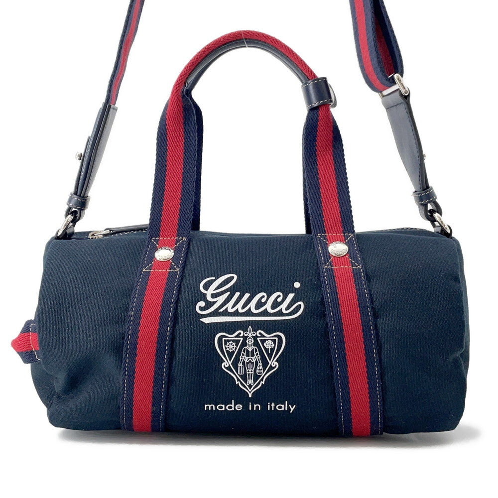 GUCCI Printed Canvas Small Duffle Bag Dark Blue816865 Canvas