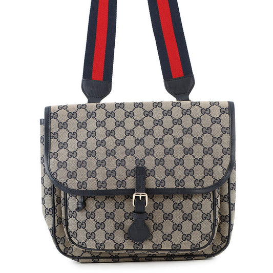 GUCCI GG Canvas Children's Messenger Bag Navy/Beige793823 Canvas Leather