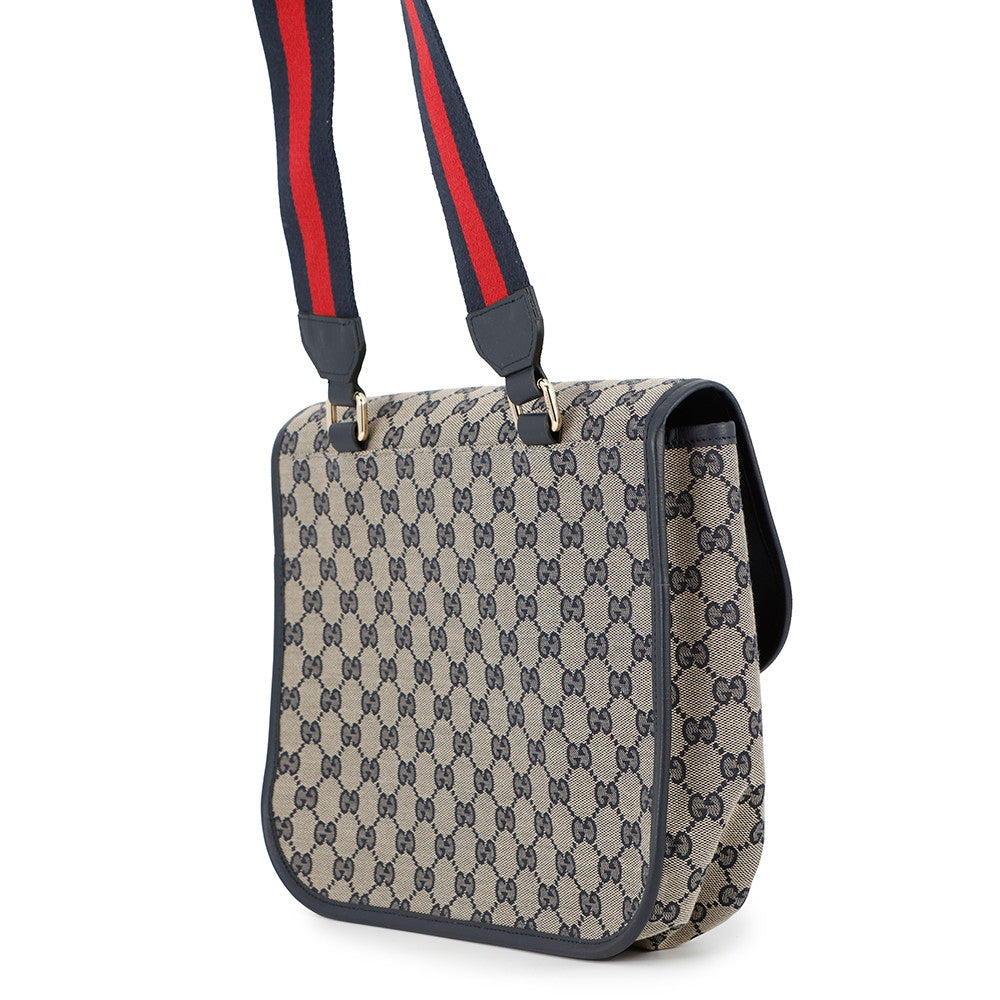 GUCCI GG Canvas Children's Messenger Bag Navy/Beige793823 Canvas Leather
