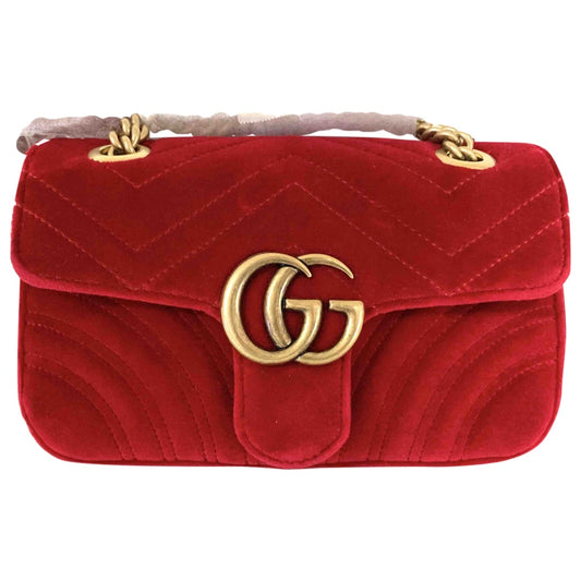Gucci marmont red velvet handbag