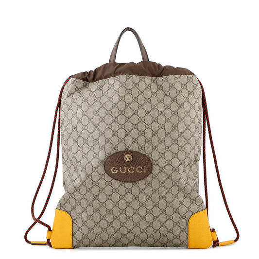 GUCCI ?GG Supreme DrawstringBag Brown473872 PVC Leather