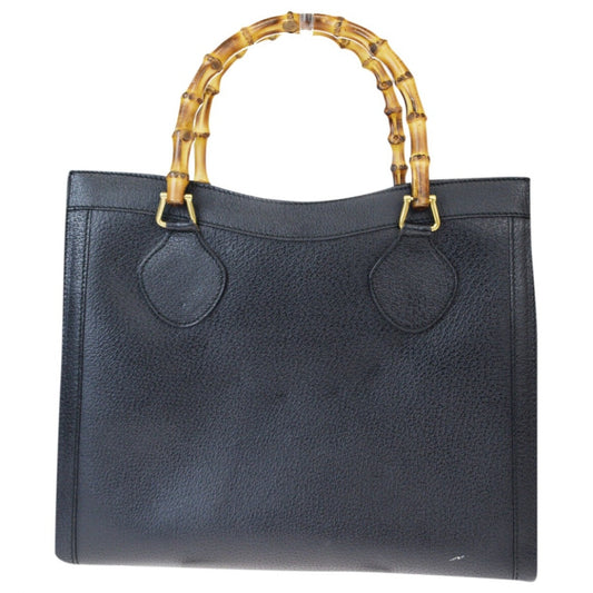 Gucci bamboo black leather handbag