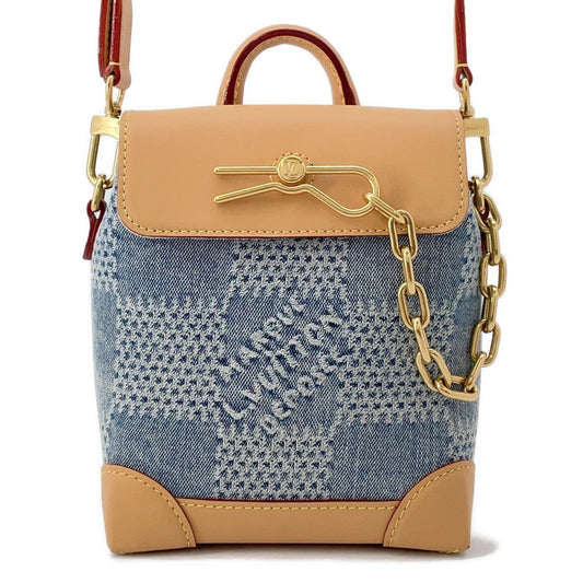 LOUIS VUITTON Nano Steamer Summer Men's Bag Blue/BeigeN40751 Damier・Denim