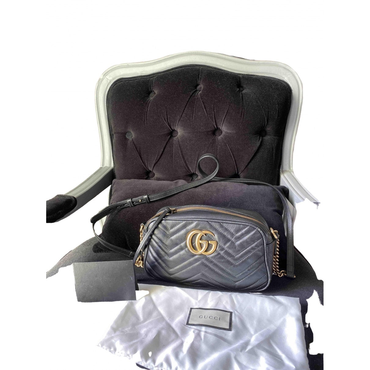 Gucci marmont black leather handbag