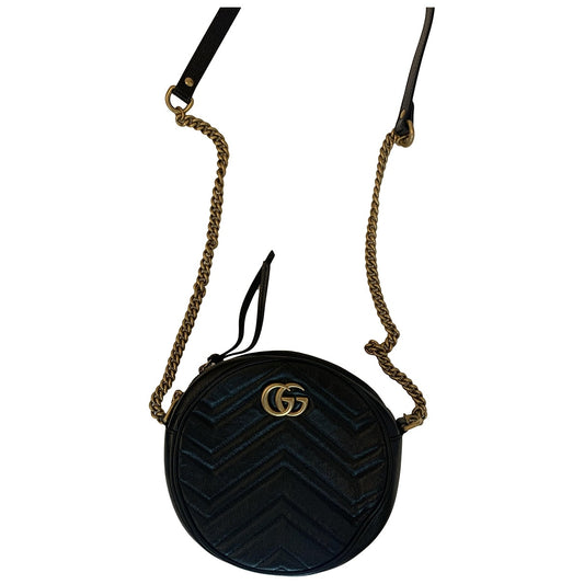 Gucci gg marmont circle black leather handbag