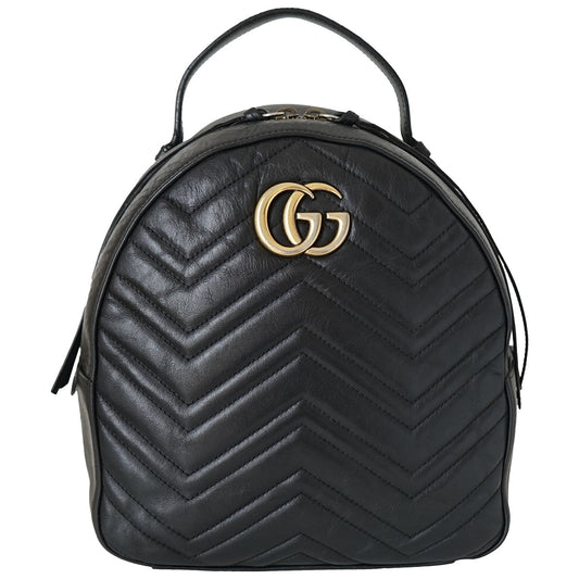Gucci marmont black leather backpacks