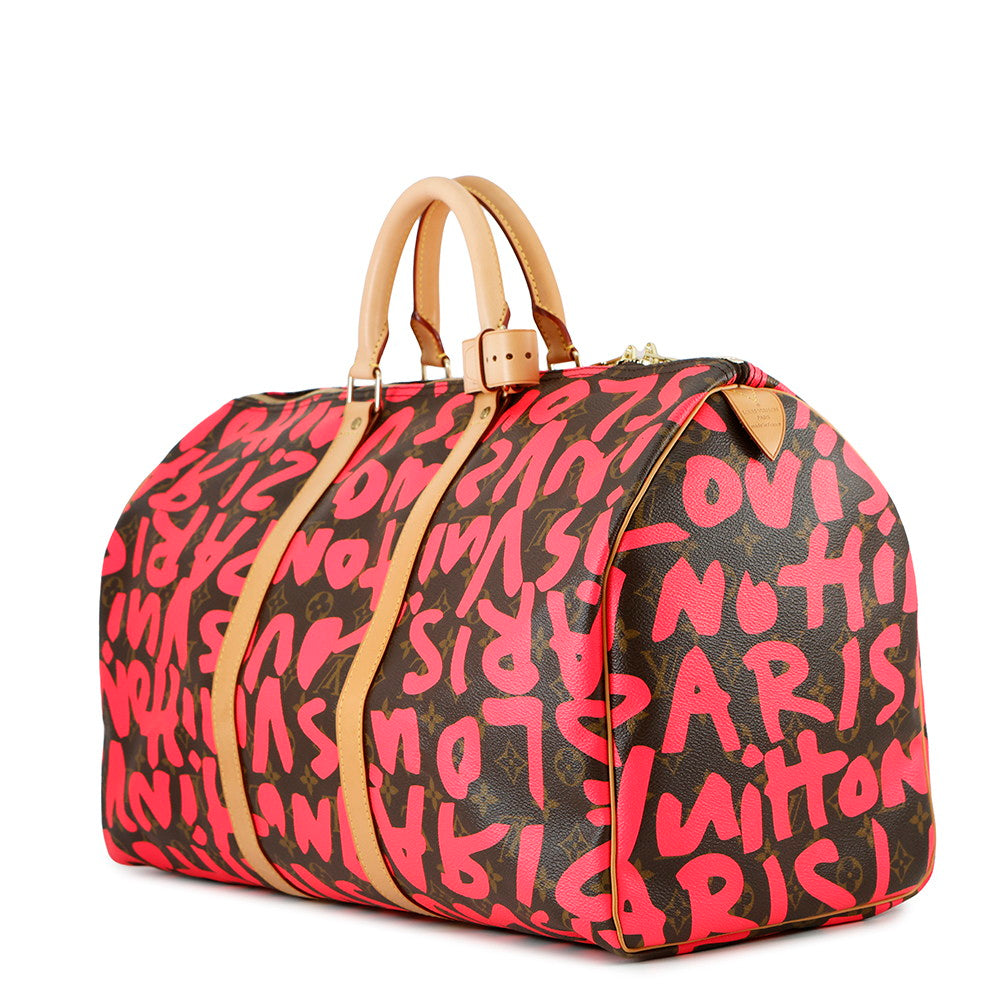  LOUIS VUITTON Keepall Fuchsia/BrownM93698 Monogram?Graffiti Size 50