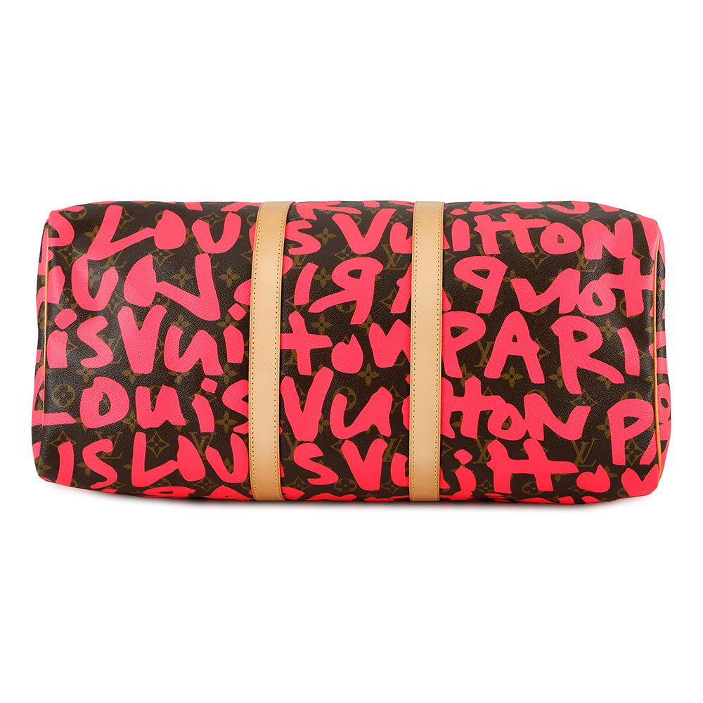  LOUIS VUITTON Keepall Fuchsia/BrownM93698 Monogram?Graffiti Size 50