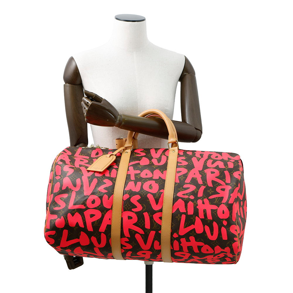  LOUIS VUITTON Keepall Fuchsia/BrownM93698 Monogram?Graffiti Size 50