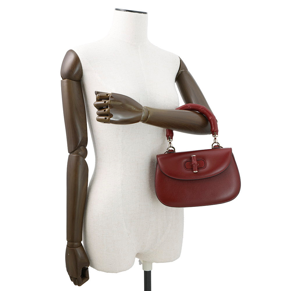 GUCCI Bamboo 1947 Top Handle Bag Rosso Ancora Red827815 Leather Size Small