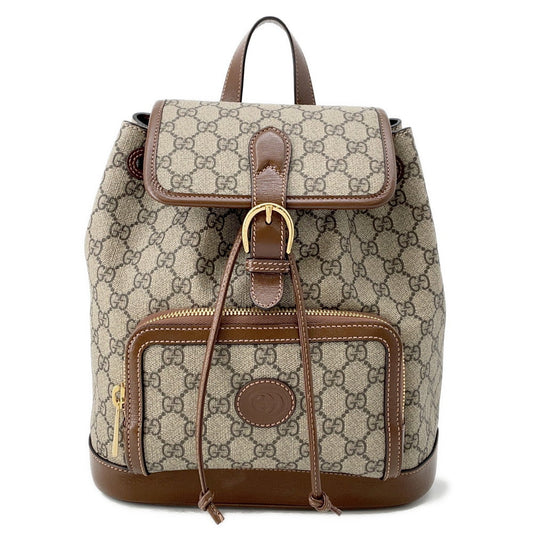 GUCCI Interlocking G GG Supreme Backpack Beige/Brown674147 PVC Leather
