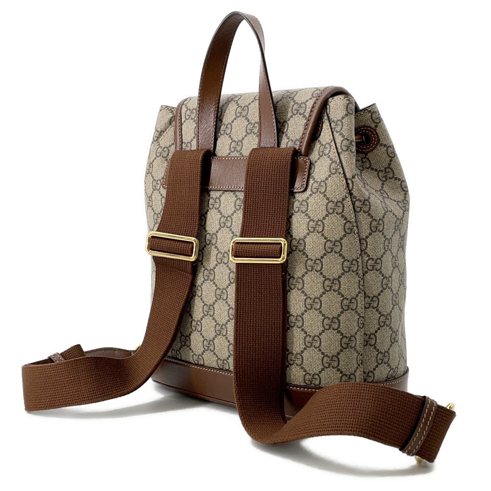 GUCCI Interlocking G GG Supreme Backpack Beige/Brown674147 PVC Leather