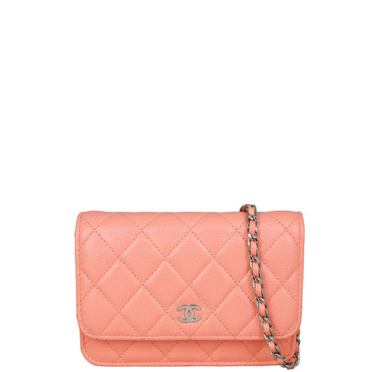 Chanel Mini Wallet on Chain | Bright Coral Pink