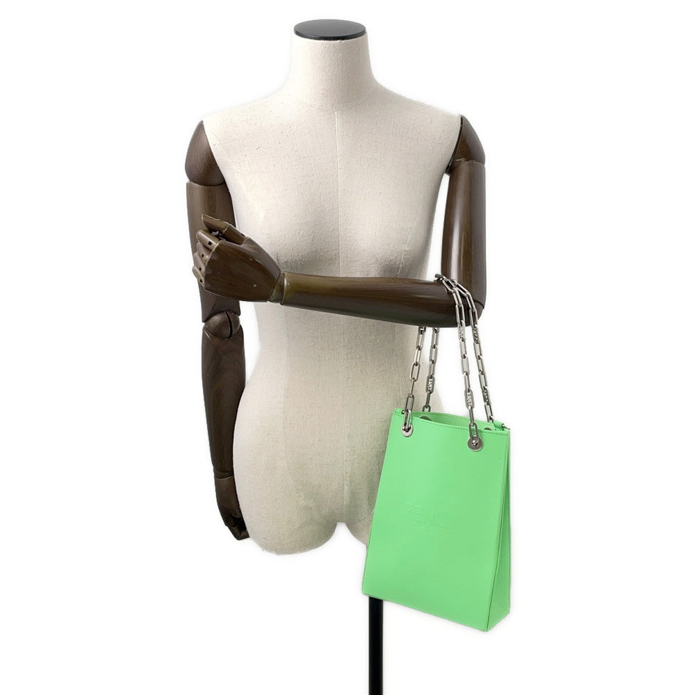 FENDI Small Shopping Bag Light Green8BH382 Leather Size Small