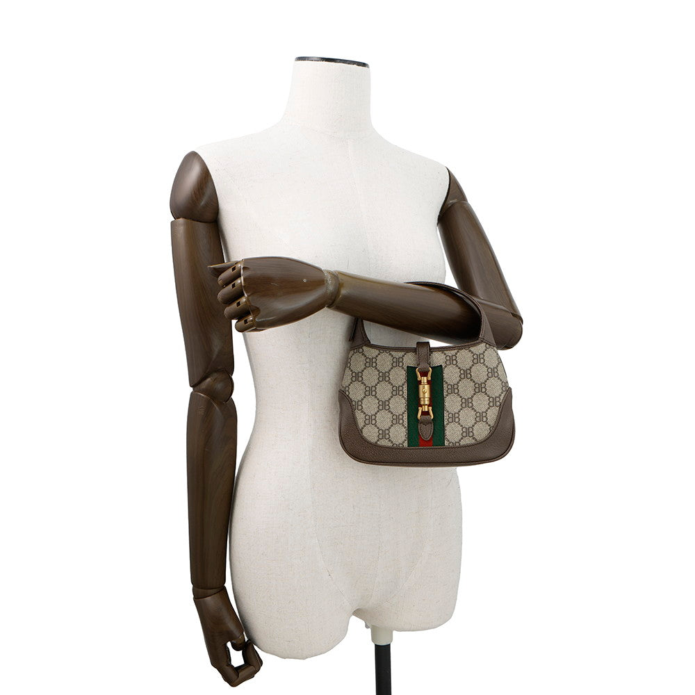 BALENCIAGA GUCCI x BALENCIAGA The Hacker Project Jackie1961 Shoulder Bag Beige/Brown680132 PVC Leather Size Mini