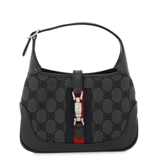 BALENCIAGA GUCCI x BALENCIAGA The Hacker Project Jackie1961 Shoulder Bag Black680132 Canvas Leather Size Mini