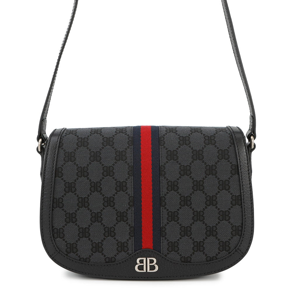 BALENCIAGA GUCCI Ã BALENCIAGA The Hacker Project Ophidia Shoulder Bag Black680121 Canvas Leather