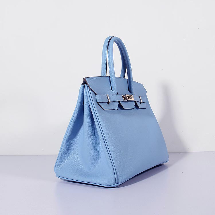 Luxury Hermes 35cm Birkin Bag Epsom Leather Light Blue Gold