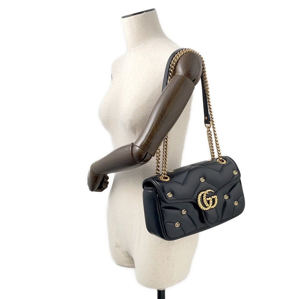 GUCCI GG Marmont Chain Shoulder Bag Black443497 Leather