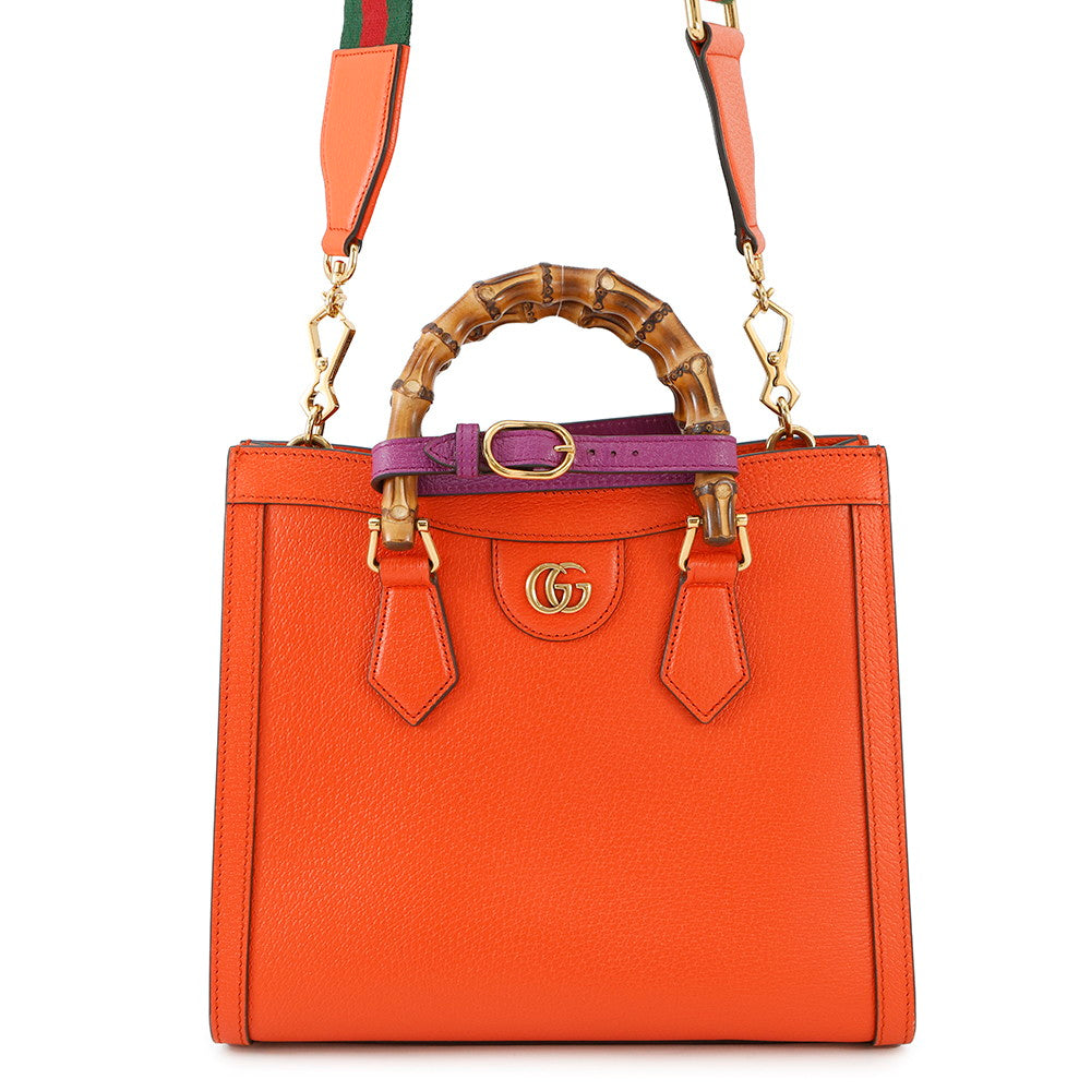GUCCI Diana 2WAY Bag Orange/Beige702721 Leather Size Small