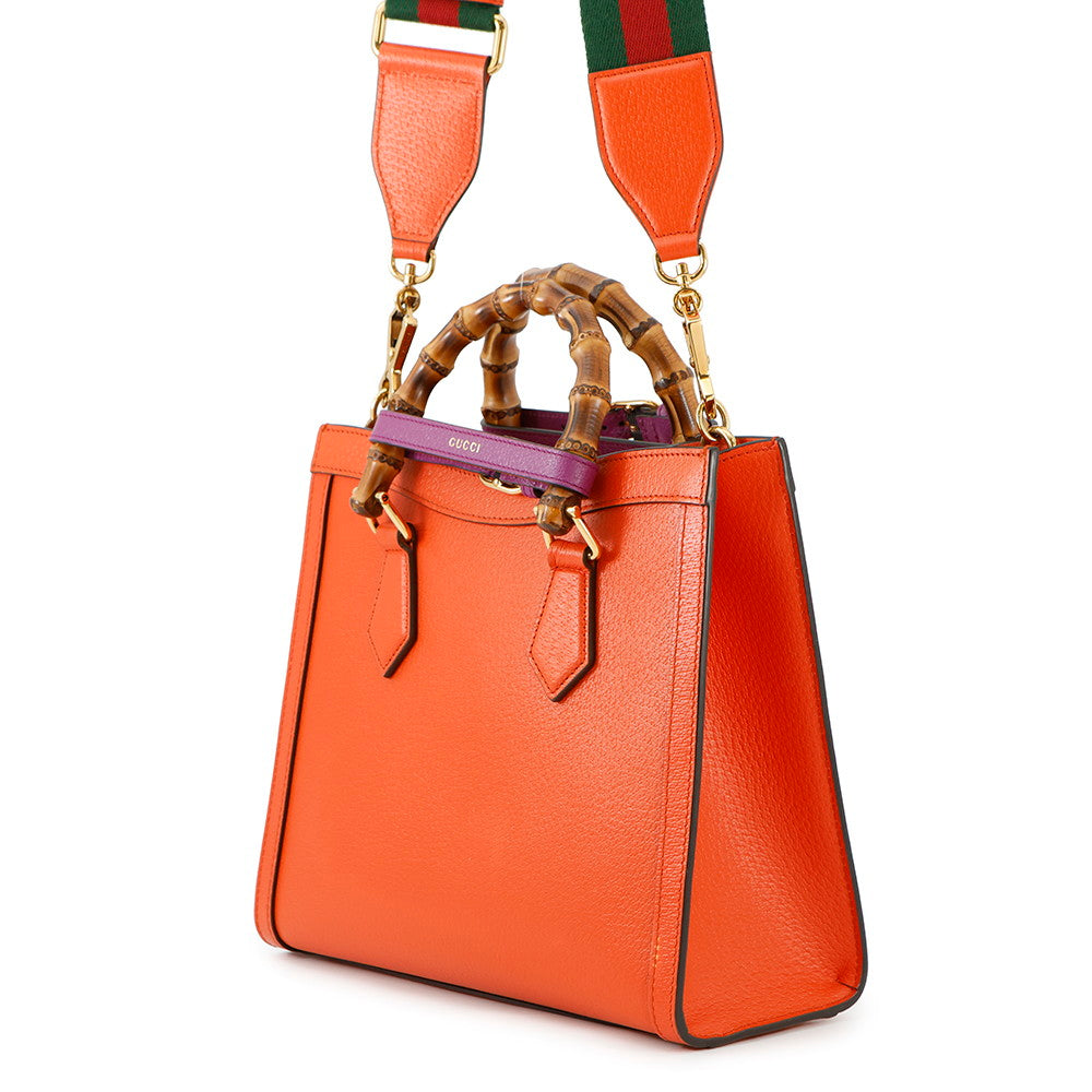 GUCCI Diana 2WAY Bag Orange/Beige702721 Leather Size Small