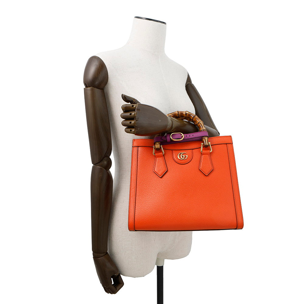 GUCCI Diana 2WAY Bag Orange/Beige702721 Leather Size Small