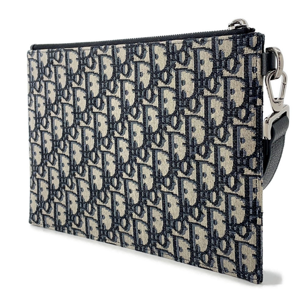 Dior Kenny Scharf Collaboration Oblique Clutch Bag Black/Beige Jacquard canvas