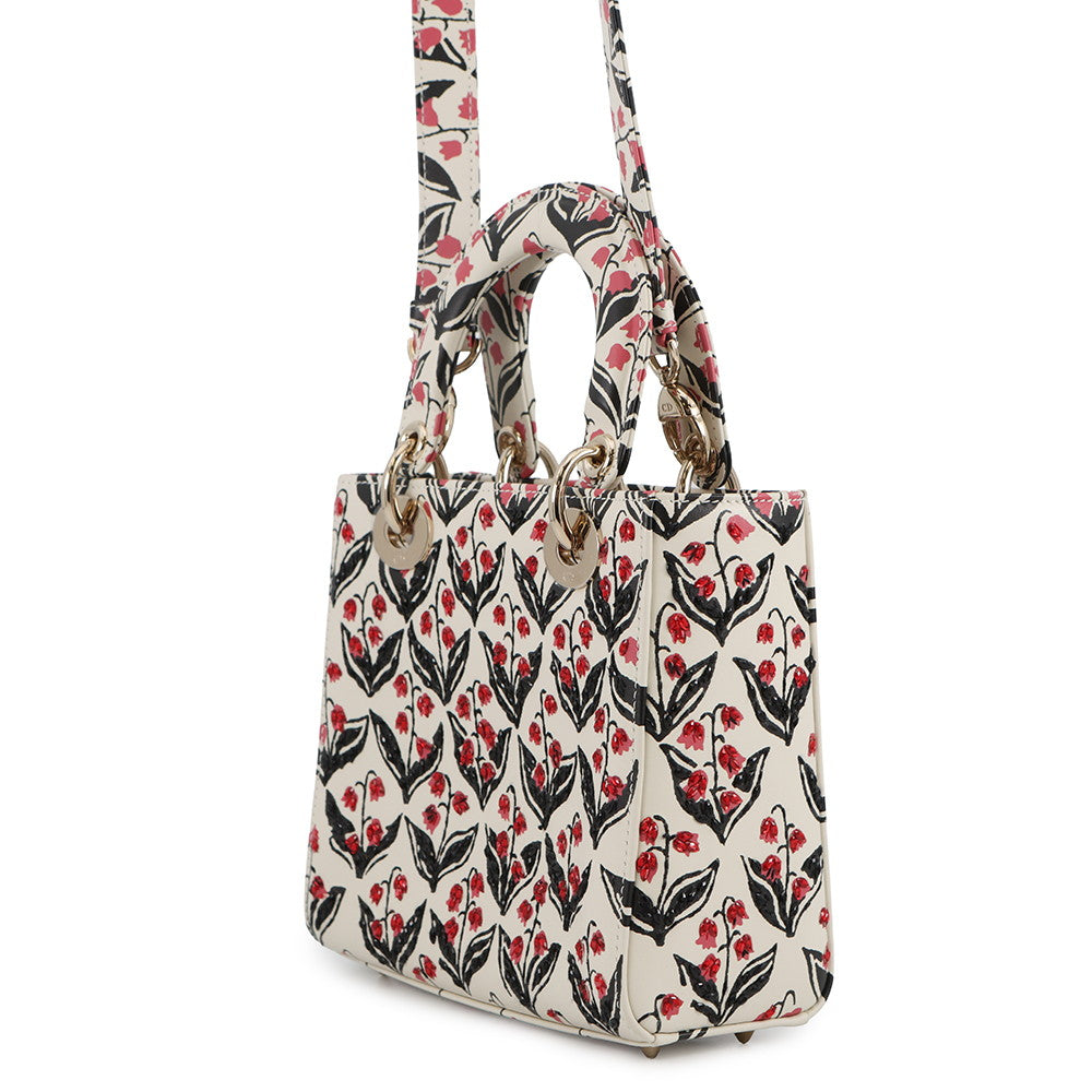 Dior Dior 2-way Bag for Women, Beaded White/Pink/Black Leather Rhinestone Size Small