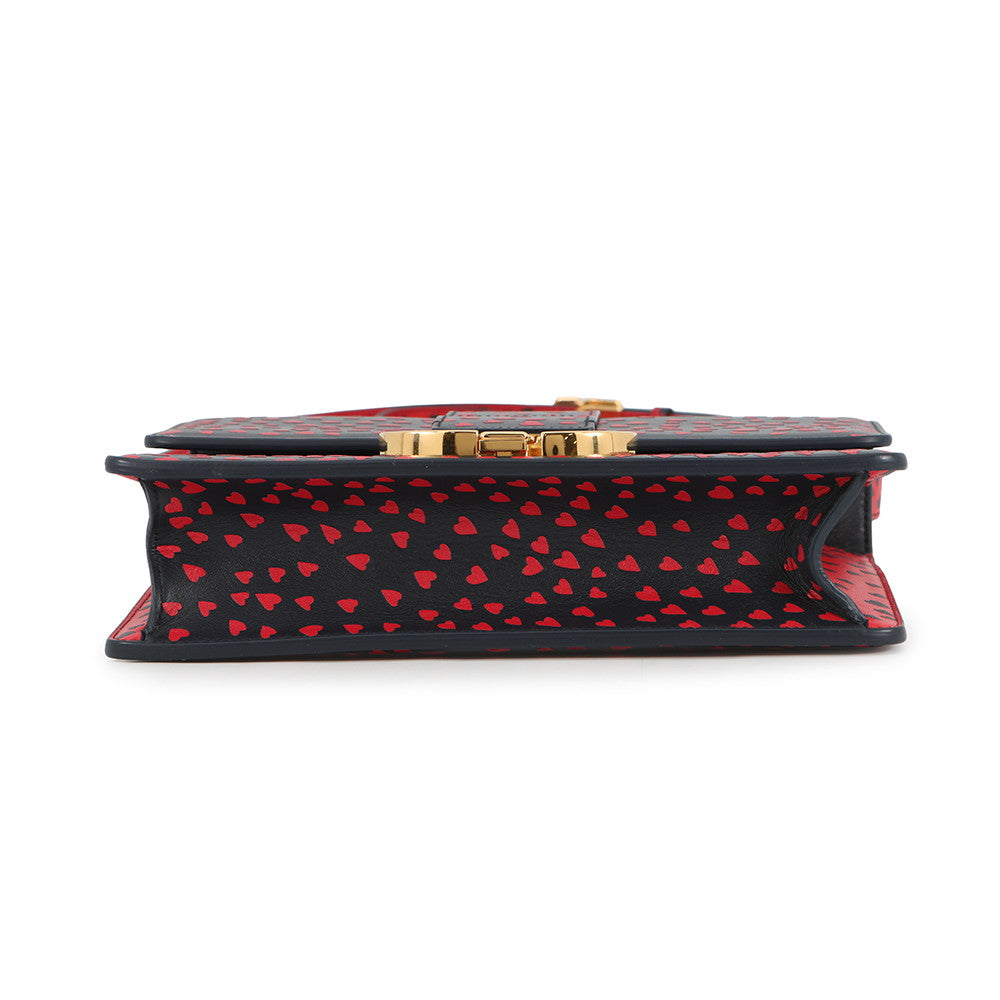 Dior Montaigne Heart Shoulder Bag Navy/Red Leather Size 30