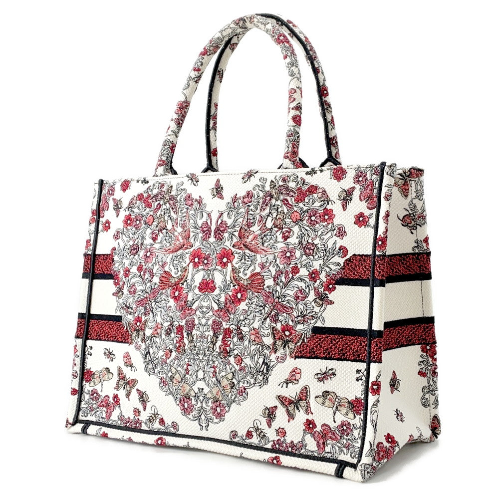 Dior Dioramour Book Tote White/RedM1296ZEEI Canvas Size Medium