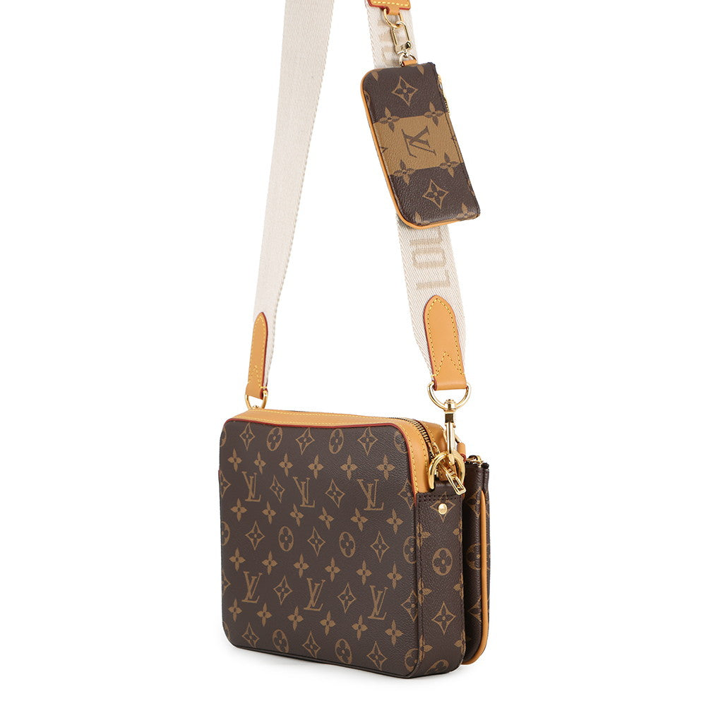 LOUIS VUITTON Trio Messenger BrownM45965 Monogram Stripe LV Squared